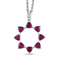 Orissa Rhodolite Garnet and Simulated Diamond 1.80 ctw Pendant Necklace in Rhodium Over Sterling Silver 20 Inches