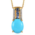 TLV Premium Sleeping Beauty Turquoise, Multi Gemstone Pendant Necklace (20 Inches) in Vermeil YG Over Sterling Silver 3.80 ctw - Sticky add to cart bar