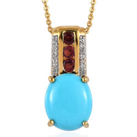 TLV Premium Sleeping Beauty Turquoise, Multi Gemstone Pendant Necklace (20 Inches) in Vermeil YG Over Sterling Silver 3.80 ctw
