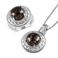 Matrix Silver Shungite Solitaire Ring Size 5 and Pendant Necklace 20 Inches in Stainless Steel 9.85 ctw - Sticky add to cart bar