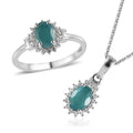 Premium Grandidierite and White Zircon Halo Ring and Pendant Necklace 20 Inches in Platinum Over Sterling Silver 2.10 ctw - Sticky add to cart bar