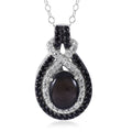 Premium Bankacha Natural Black Star Sapphire and Multi Gemstone 3.60 ctw Pendant Necklace in Platinum Over Sterling Silver 18 Inches - Sticky add to cart bar