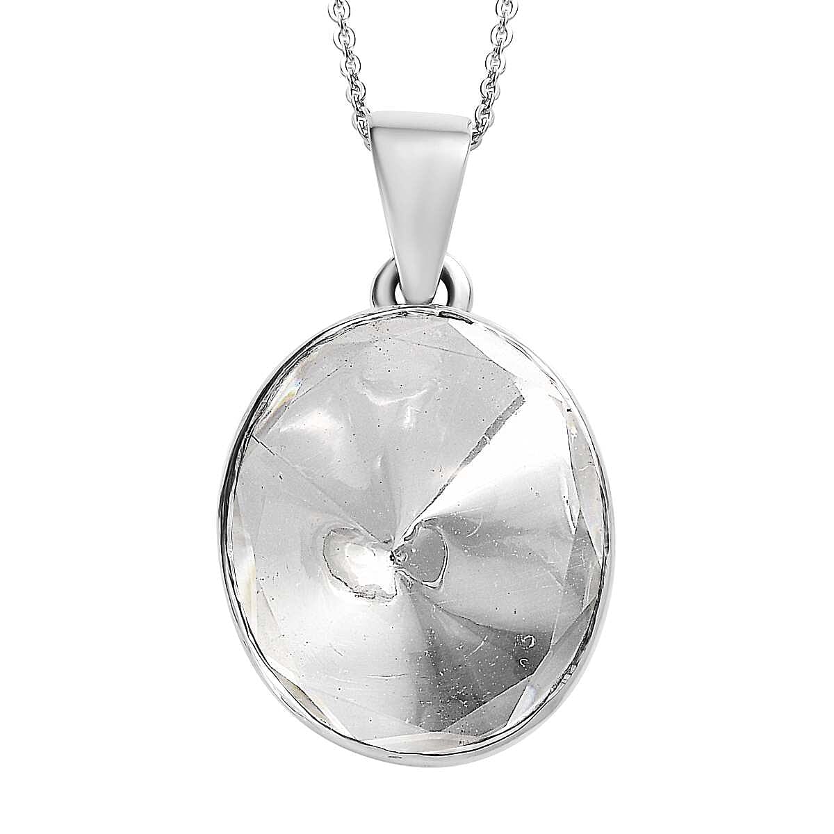 Polki Moissanite Solitaire Stud Pendant Necklace in Platinum Over Sterling Silver