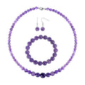 Amethyst Beaded Stretch Bracelet, Earrings and Necklace 18 Inches in Rhodium Over Sterling Silver 200.50 ctw - Sticky add to cart bar