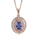 Tanzanite, Madagascar Pink Sapphire and Diamond Pendant Necklace 20 Inches in Vermeil Rose Gold Over Sterling Silver 1.50 ctw - Sticky add to cart bar