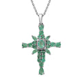 Premium Kagem Zambian Emerald 2.20 ctw Cross Pendant in Platinum Over Sterling Silver with Stainless Steel Necklace 19 Inches - Sticky add to cart bar