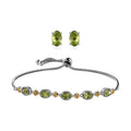 KARIS Amethyst and Multi Gemstone Stud Earrings and Bolo Bracelet in Platinum Bond and Stainless Steel 3.80 ctw - Sticky add to cart bar