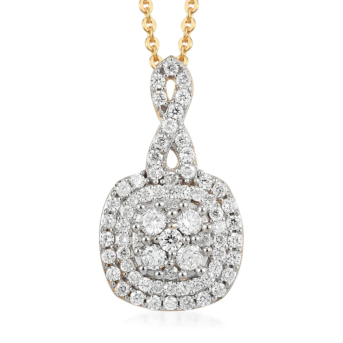 Luxuriant Lab Grown Diamond G-H SI Pendant Necklace 20 Inches in Vermeil Yellow Gold Over Sterling Silver 0.50 ctw