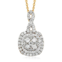 Luxuriant Lab Grown Diamond G-H SI Pendant Necklace 20 Inches in Vermeil Yellow Gold Over Sterling Silver 0.50 ctw