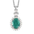 AAA Kagem Zambian Emerald and Diamond Halo Pendant Necklace 20 Inches in Vermeil Yellow Gold Over Sterling Silver 1.35 ctw - Sticky add to cart bar
