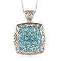Madagascar Paraiba Apatite and White Zircon Pendant Necklace 20In in Vermeil YG & Platinum Over Sterling Silver 8.60g 4.85 ctw - Sticky add to cart bar