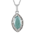 Grandidierite and White Diamond Halo Pendant Necklace 20 Inches in Platinum Over Sterling Silver 1.90 ctw - Sticky add to cart bar