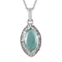 Grandidierite and White Diamond Halo Pendant Necklace 20 Inches in Platinum Over Sterling Silver 1.90 ctw