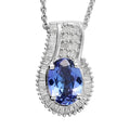 Tanzanite and Diamond Pendant Necklace 20 Inches in Platinum Over Sterling Silver 1.50 ctw - Sticky add to cart bar