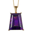 Amethyst Solitaire Pendant Necklace 20 Inches in Vermeil Yellow Gold Over Sterling Silver 23.60 ctw - Sticky add to cart bar