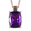 Amethyst 20.00 ctw and Champagne Diamonds Pendant Necklace, Vermeil Rose Gold Over Sterling Silver Pendant Necklace, 20 Inch Pendant Necklace - Sticky add to cart bar