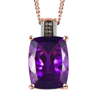 Amethyst 20.00 ctw and Champagne Diamonds Pendant Necklace, Vermeil Rose Gold Over Sterling Silver Pendant Necklace, 20 Inch Pendant Necklace