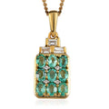 Boyaca Colombian Emerald and White Zircon Pendant Necklace 20 Inches in Vermeil Yellow Gold Over Sterling Silver 1.85 ctw - Sticky add to cart bar