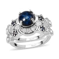 Thai Blue Star Sapphire, Multi Gemstone Set of 2 Ring in Platinum Over Sterling Silver (Size 5) 2.85 ctw - Sticky add to cart bar