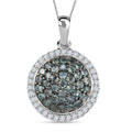 Narsipatnam Alexandrite and Natural White Zircon Round Shape Cocktail Pendant Necklace 20 Inches in Platinum Over Sterling Silver 2.10 ctw - Sticky add to cart bar