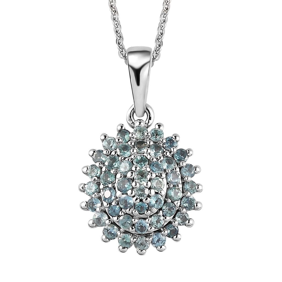 Narsipatnam Alexandrite Floral Pendant Necklace 20 Inches in Platinum Over Sterling Silver 1.10 ctw