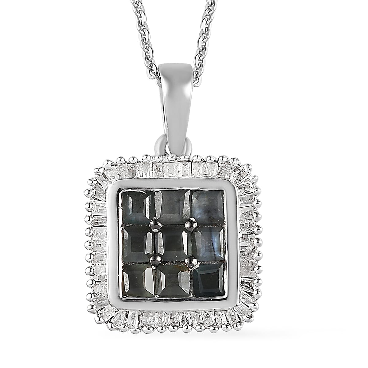 Narsipatnam Alexandrite, Diamond Floral Pendant Necklace (20 Inches) in Platinum Over Sterling Silver 1.10 ctw