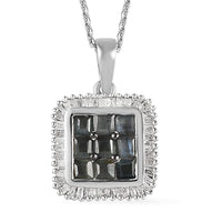 Narsipatnam Alexandrite, Diamond Floral Pendant Necklace (20 Inches) in Platinum Over Sterling Silver 1.10 ctw