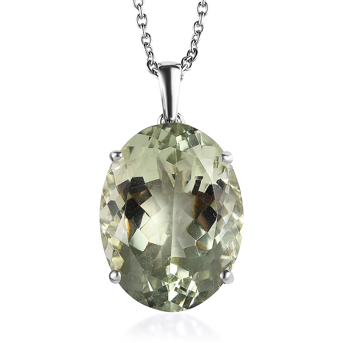Doorbuster Montezuma Prasiolite Pendant Necklace 20 Inches in Platinum Over Sterling Silver 15.00 ctw