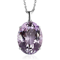 Rose De France Amethyst Solitaire Pendant Necklace 20 Inches in Platinum Over Sterling Silver 15.00 ctw