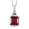 Asscher Cut Brazilian Pink Petalite and Madagascar Pink Sapphire Pendant Necklace 20 Inches in Platinum Over Sterling Silver 1.50 ctw - Sticky add to cart bar