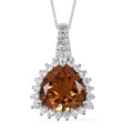 Autumn Alexite and White Zircon Halo Pendant Necklace 20 Inches in Platinum Over Sterling Silver 11.00 ctw - Sticky add to cart bar