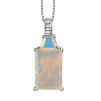 TLV Premium Ethiopian Welo Opal, Natural Champagne Diamond Pendant Necklace (20 Inches) in Platinum Over Sterling Silver 2.85 ctw