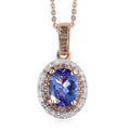15th Oct TLV Tanzanite, Natural White and Champagne Diamond (0.30 cts) Halo Pendant Necklace (20 Inches) in Vermeil RG Over Sterling Silver 1.40 ctw - Sticky add to cart bar
