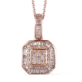 Natural Pink Diamond Cluster Pendant Necklace 20 Inches in Vermeil Rose Gold Over Sterling Silver 0.33 ctw - Sticky add to cart bar