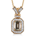 AAA Turkizite and White Zircon Pendant Necklace 20 Inches in Vermeil Yellow Gold Over Sterling Silver 1.50 ctw - Sticky add to cart bar