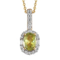 Premium Sava Sphene and White Zircon Halo Pendant Necklace 20 Inches in Vermeil Yellow Gold Over Sterling Silver 1.20 ctw - Sticky add to cart bar