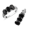 Natural Thai Black Spinel 3 Stone Ring and Pendant in Stainless Steel 6.75 ctw - Sticky add to cart bar
