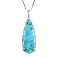 Freshened Turquoise Solitaire Pendant in Platinum Over Sterling Silver with Stainless Steel Necklace 20 Inches 20.35 ctw