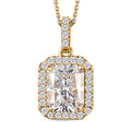 Radiant Cut Moissanite Halo Pendant Necklace 20 Inches in Vermeil Yellow Gold Over Sterling Silver 4.00 ctw - Sticky add to cart bar