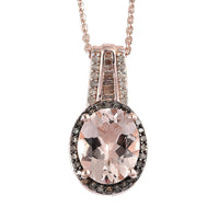 Premium Marropino Morganite, Natural Champagne and White Diamond Pendant Necklace 20 Inches in Vermeil Rose Gold Over Sterling Silver 2.50 ctw
