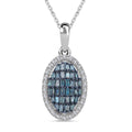 Ankur Treasure Chest Blue and White Diamond Elongated Pendant Necklace 18 Inches in Rhodium & Platinum Over Sterling Silver 0.50 ctw - Sticky add to cart bar