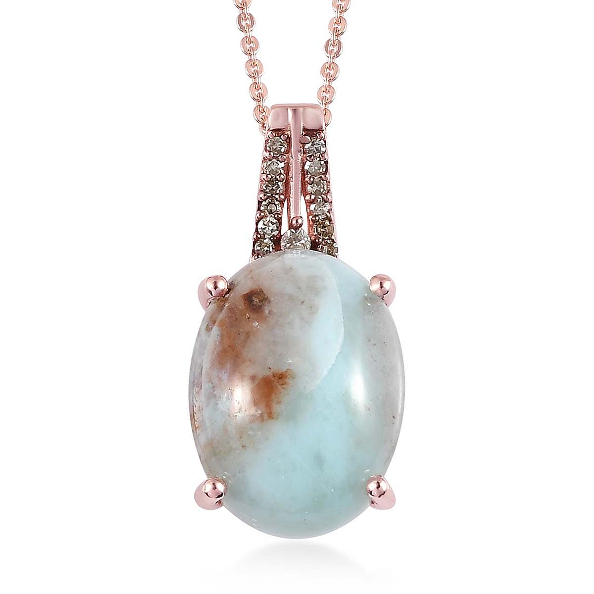 Premium Natural Zimbaprase and Natural Champagne Diamond Pendant Necklace 20 Inches in Vermeil Rose Gold Over Sterling Silver 9.80 ctw