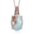 Premium Natural Zimbaprase and Natural Champagne Diamond Pendant Necklace 20 Inches in Vermeil Rose Gold Over Sterling Silver 9.80 ctw - Sticky add to cart bar