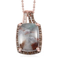 Premium Natural Zimbaprase, Natural White and Champagne Diamond Pendant Necklace 20 Inches in Vermeil Rose Gold Over Sterling Silver 12.25 ctw - Sticky add to cart bar