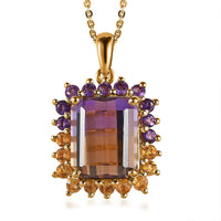 AAA Anahi Ametrine and Multi Gemstone Pendant Necklace 20 Inches in Vermeil Yellow Gold Over Sterling Silver 5.50 ctw