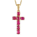 Premium Mozambique Ruby Cross Pendant Necklace 20 Inches in Vermeil Yellow Gold Over Sterling Silver 1.35 ctw - Sticky add to cart bar
