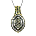 Green Diamond Marquise Cluster Pendant Necklace 20 Inches in Platinum Over Sterling Silver 1.00 ctw - Sticky add to cart bar