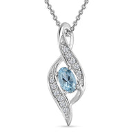 Santa Maria Aquamarine and White Zircon 0.30 ctw Pendant Necklace in Platinum Over Sterling Silver 20 Inches