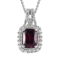 Orissa Rhodolite Garnet and White Zircon Halo Pendant Necklace 20 Inches in Platinum Over Sterling Silver 2.25 ctw - Sticky add to cart bar