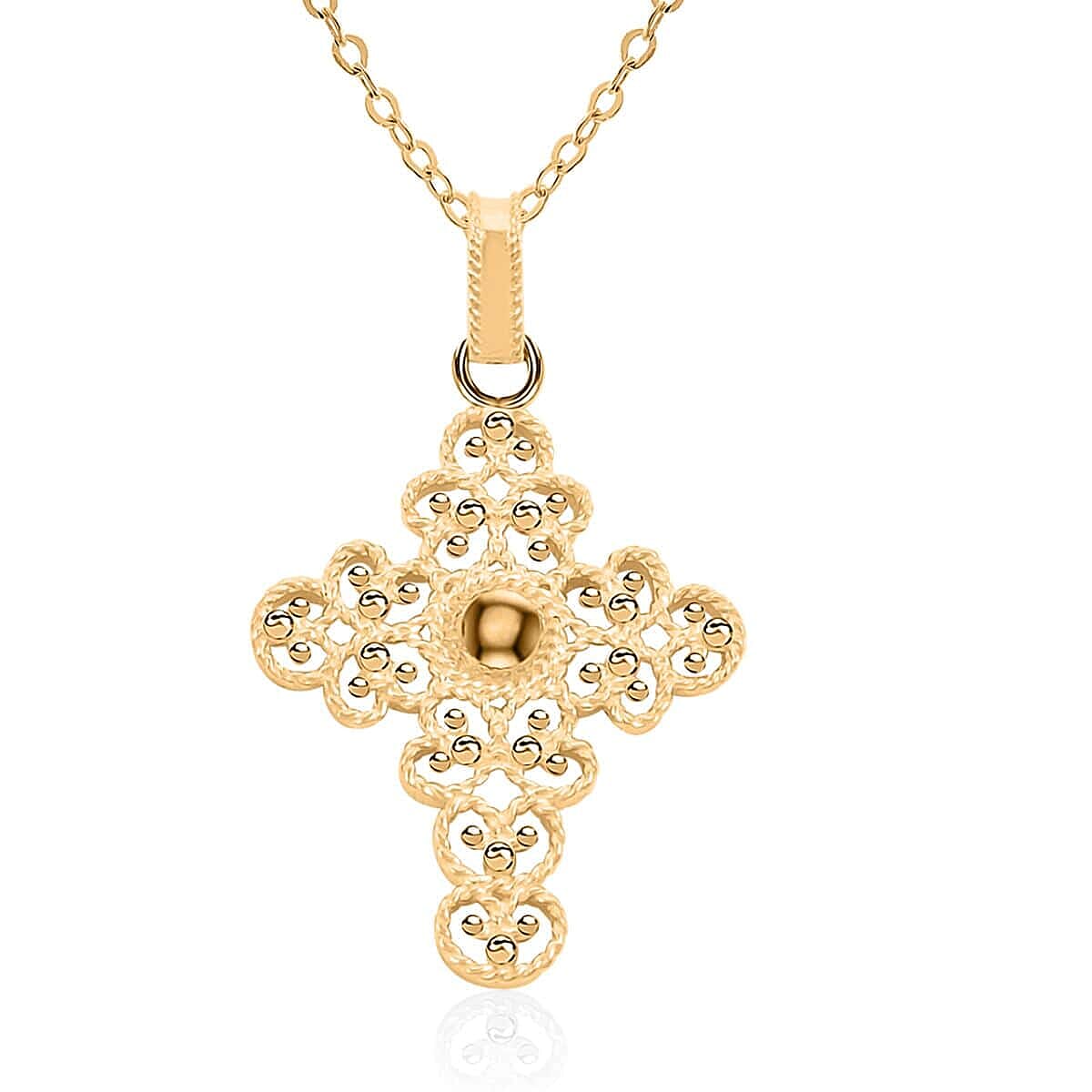 Arezzo Croce Italian 14K Yellow Gold Pendant Necklace 18 Inches 1.67 Grams